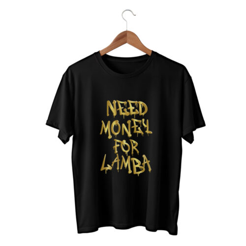 Черная хлопковая футболка с принтом - Need money for Lamba