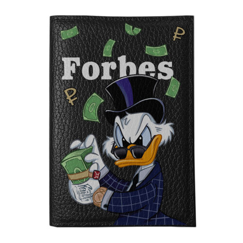 Кожаная обложка на паспорт с принтом - Скрудж Forbes