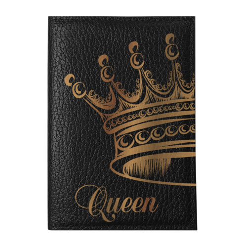 Кожаная обложка на паспорт с принтом - Корона Queen
