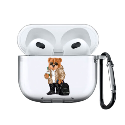 Чехол на AirPods 3 с принтом - Мишка в очках