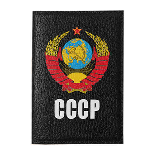 Кожаная обложка на паспорт с принтом - СССР