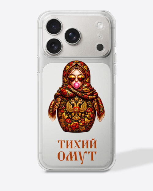 Матрешка в стиле хохлома "Тихий омут" — Прозрачный чехол с принтом